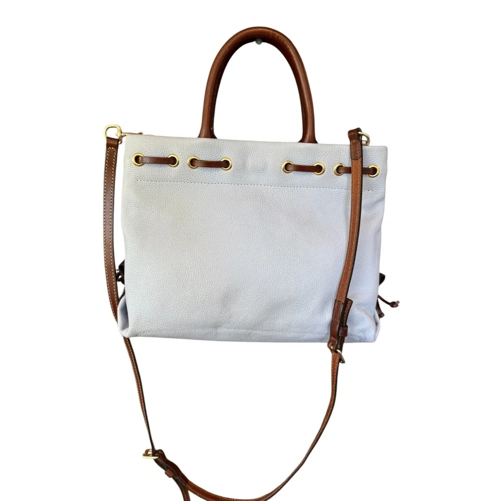 Dooney & Bourke Light Blue Pebble Leather Tassel Satchel Crossbody Bag